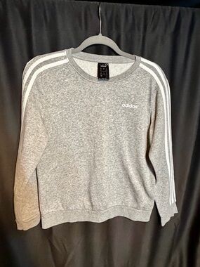 adidas 3-stripe fleece heather grey sweatshirt